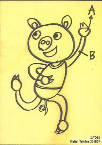 手の部分は、まず円を描いてから腕をつなぎ、その後で爪を描くとすんなり描ける。 足の場合も全く同じにやること。