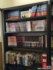 研究所3階の向山先生のマンガ部屋の一つの棚