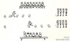 P15_段ボール箱跳び越えリレーのイラスト